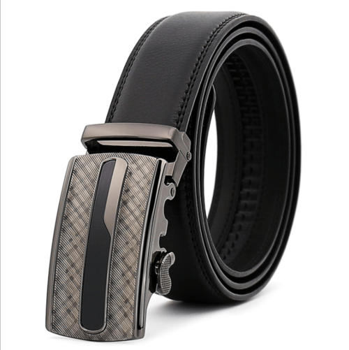 Black Checkered Adjustable Ratchet Slide Buckle Belt