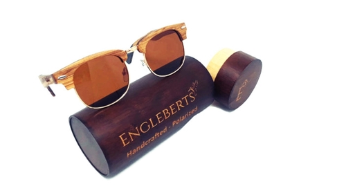 Engleberts Ebony and ZebraWood Polarized Sunglasses With Bamboo Case