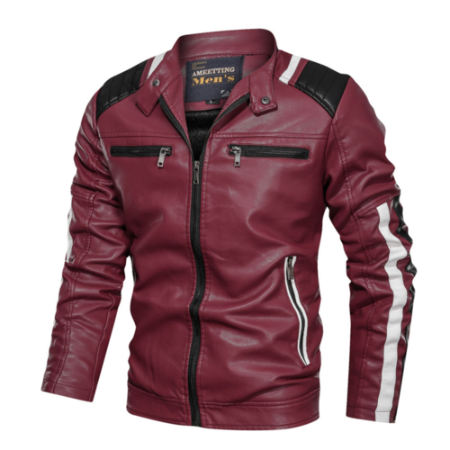 Biker Vegan Leather Jacket With Shoulder Details