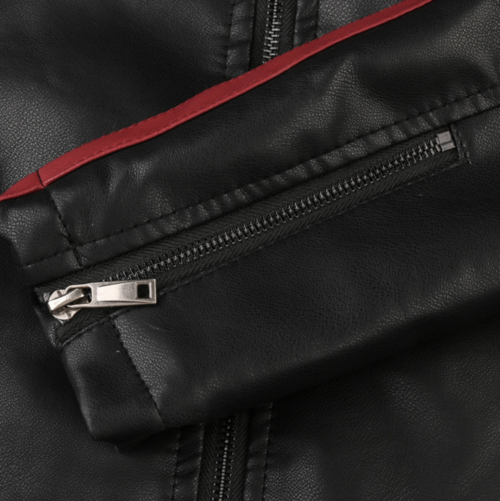 Biker Vegan Leather Jacket With Shoulder Details