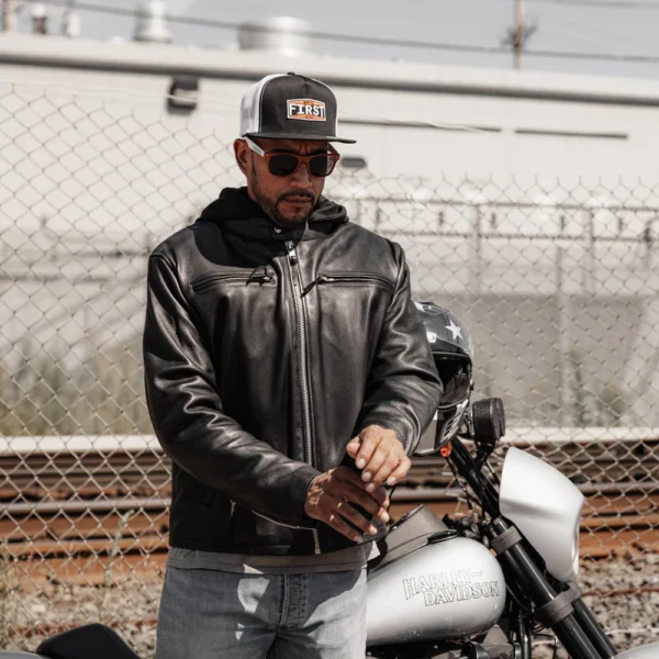Street Cruiser Hooded Motorcycle Leather Jacket