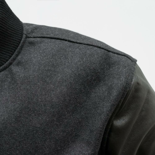 Varsity - Men's Woolen Jacket with Leather Sleeves