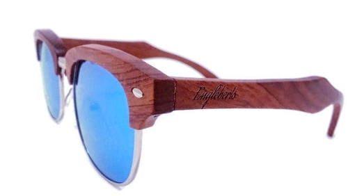 Engleberts Brazilian Pear Wood Sunglasses with Ice Blue Polarized Lenses