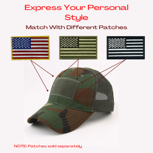 Military-Style Tactical Patch Hat with Adjustable Strap