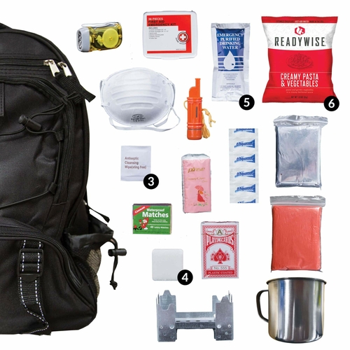 Black 64 Piece Survival Backpack Kit