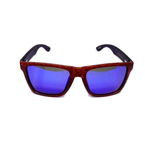 Engleberts Oak Colored Frame Bamboo Blue Polarized Sunglasses with Wood Case