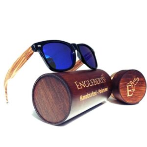 Zebrawood Sunglasses with Blue Polarized Lenses and Case