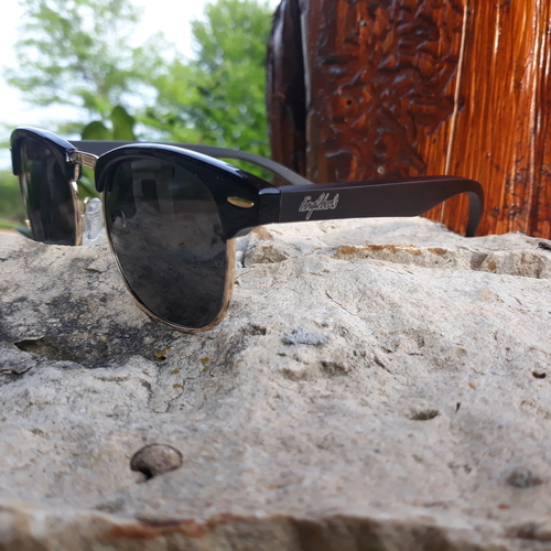 Engleberts Midnight Black Bamboo Club Sunglasses with Wood Case