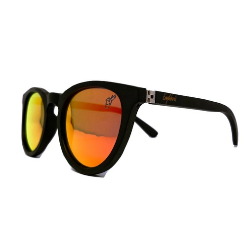 Engleberts Sunset Mirror Lenses Polarized Full Frame Black Bamboo Sunglasses with Case