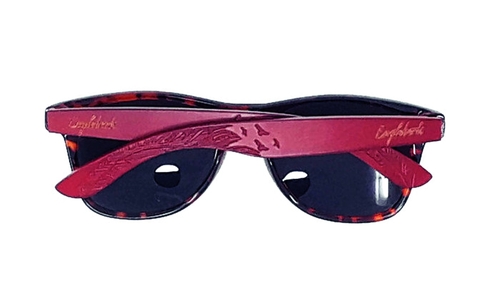 Engleberts Artisan Engraved Red Bamboo Tortoise Framed Sunglasses With Wood Case