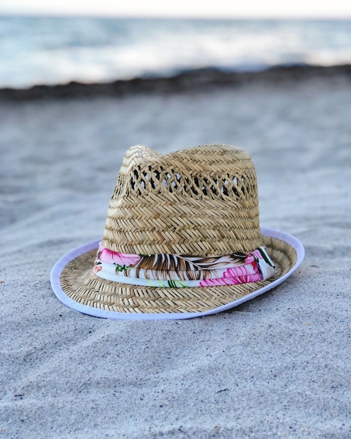 ‘Say Aloha’ Natural Straw Fedora Hat