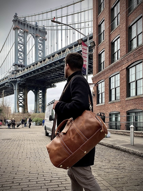 'The Dagny' Large Leather Duffle Bag