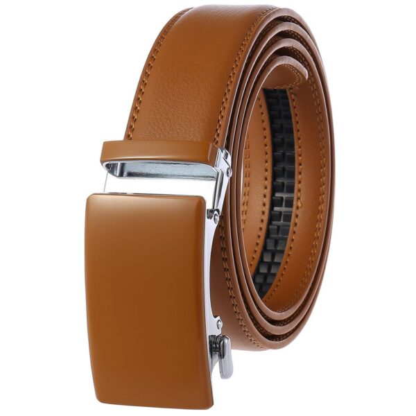 Genuine Leather Automatic Adjustable Ratchet Slide Buckle Belt