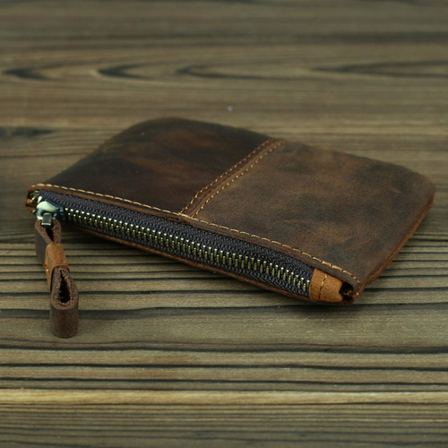 'The Cael' Handmade Leather Coin Purse with Zipper