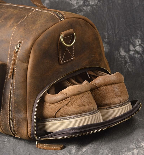 'The Bard' Handmade Leather Duffle Bag