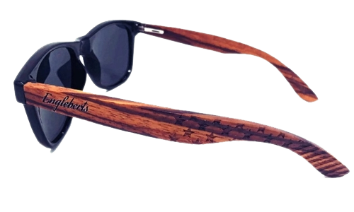 Polarized Zebrawood Stars and Bars Sunglasses with Wooden Case