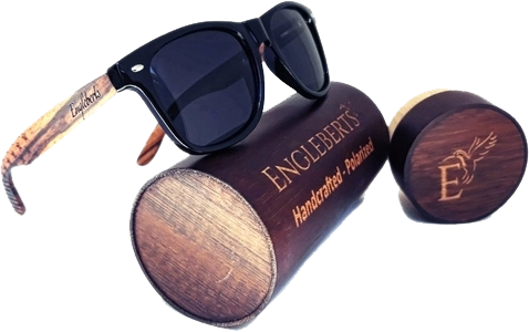 Polarized Zebrawood Stars and Bars Sunglasses with Wooden Case